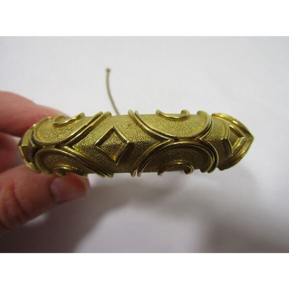 Gold Tone Texture Link Bracelet Oval Half Moon Chain Boho Cottagecore - Picture 2 of 5